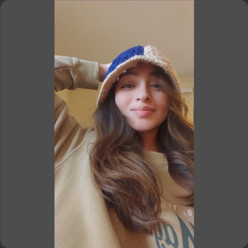 Stylish Blue and Cream Bucket Hat